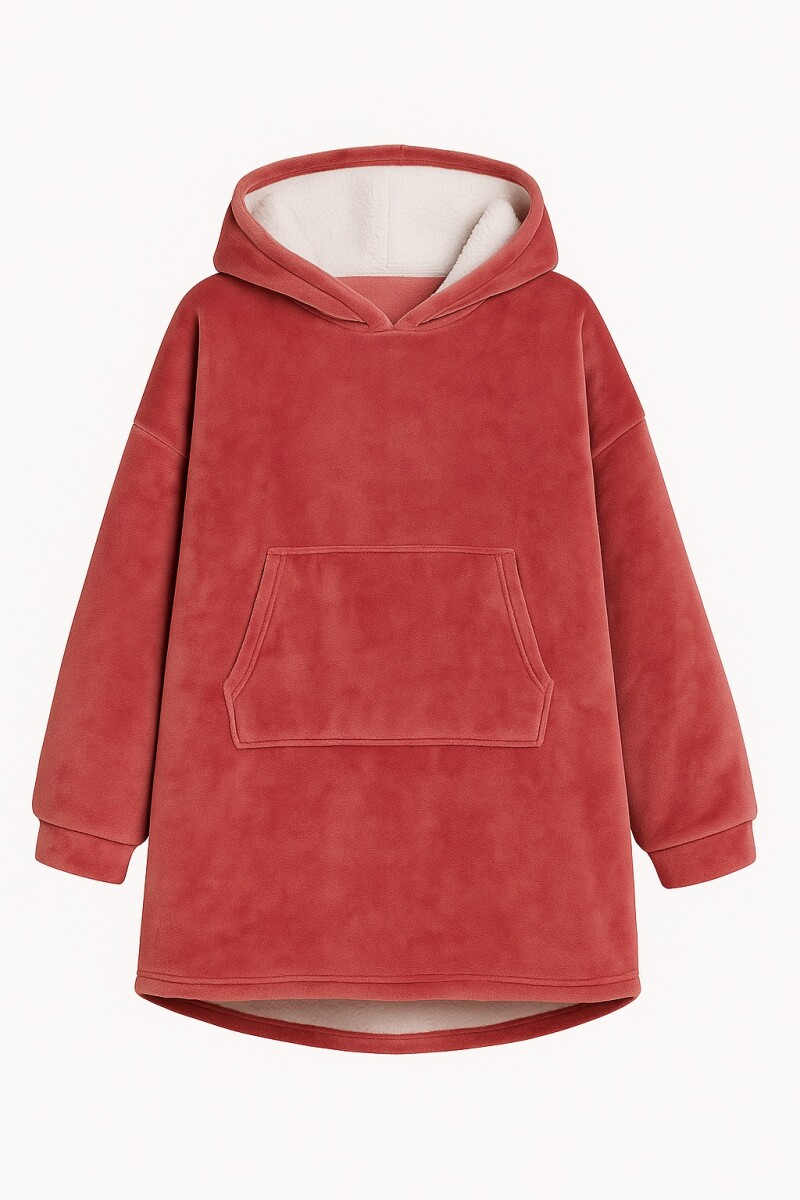 Buzo Manta Con Capucha Polar y Corderito unisex - Rojo 