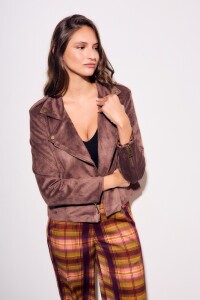 Campera Gamuza Cuero Vegano Chocolate