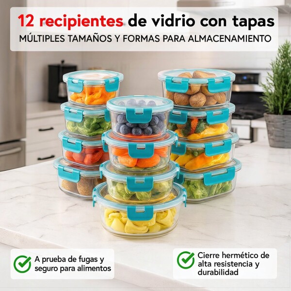 Juego De 12 Tarros De Vidrio Hermeticos Taper Recipientes Contenedores IMBACK Color Turquesa Juego De 12 Tarros De Vidrio Hermeticos Taper Recipientes Contenedores IMBACK Color Turquesa