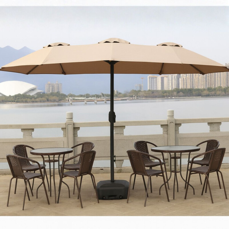 Sombrilla Para Jardín XL 4.50 m con Base Incluida y Apertura por Manivela Sombrilla Para Jardín XL 4.50 m con Base Incluida y Apertura por Manivela