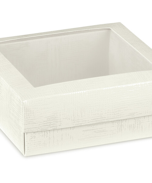 Caja+tapa c/ventana 10x10x6 cm. - PELLE BIANCO Caja+tapa c/ventana 10x10x6 cm. - PELLE BIANCO