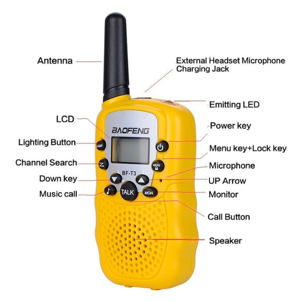 Walkie Talkie Woki Toki 22 Canales 1 A 3 Km 10 Tonos Variante Color Amarillo
