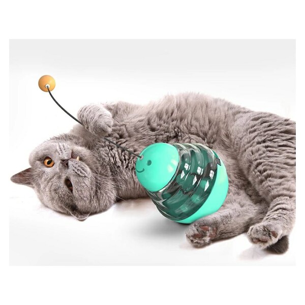 Juguete Gato Dispensador Comida Interactivo Mascota Alimento Color Variante Turquesa