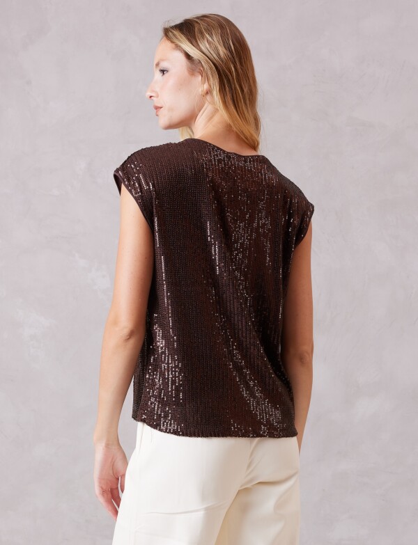 Blusa Lentejuelas MARRON