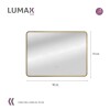 Espejo Horizontal Lumax c/marco desempañador y luz 90x70cm Dorado