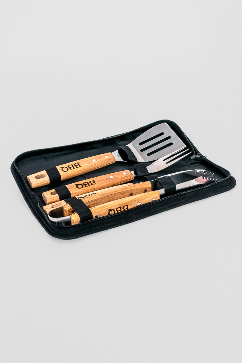 Accesorios Para Parrilla Set De 4 Piezas. Espátula, Tenedor, Cuc - Color Unico 