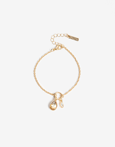Pulseras Flexibles Strass Pulsera Con Charm Acrílico Y Strass - Dorado