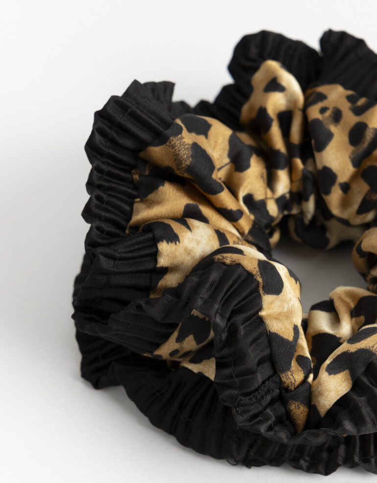 Skunzies Estampados Scrunchie Plisado Animal Print - Combinacion Bicolor
