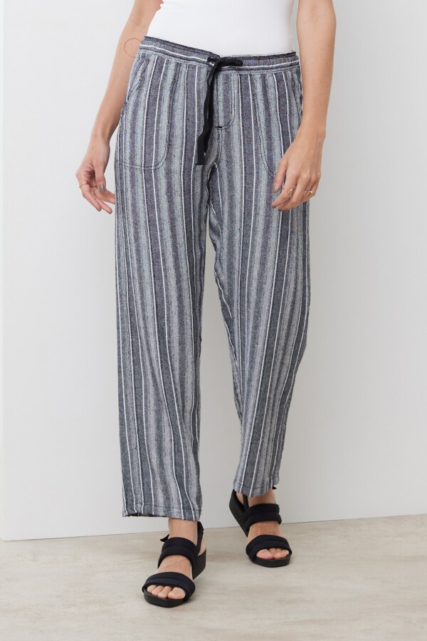 Pantalon Lino NEGRO/BLANCO