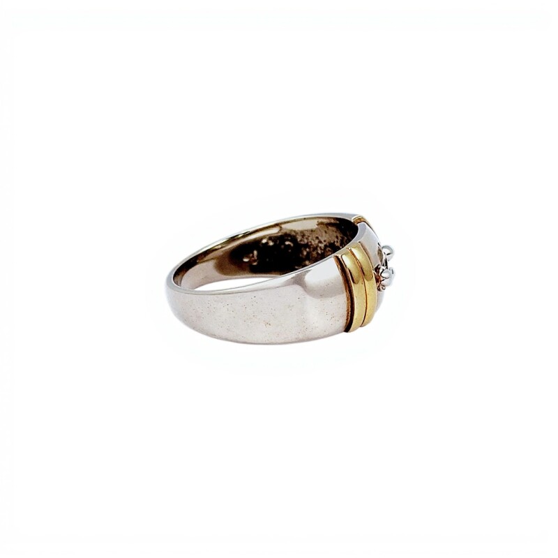 Anillo Solitario bombe- Plata y Oro-Sin piedra-AN5946 sinpiedra