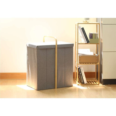 Cesto De Ropa 2 Comp 50X36X65Cm Ext Tela Gris