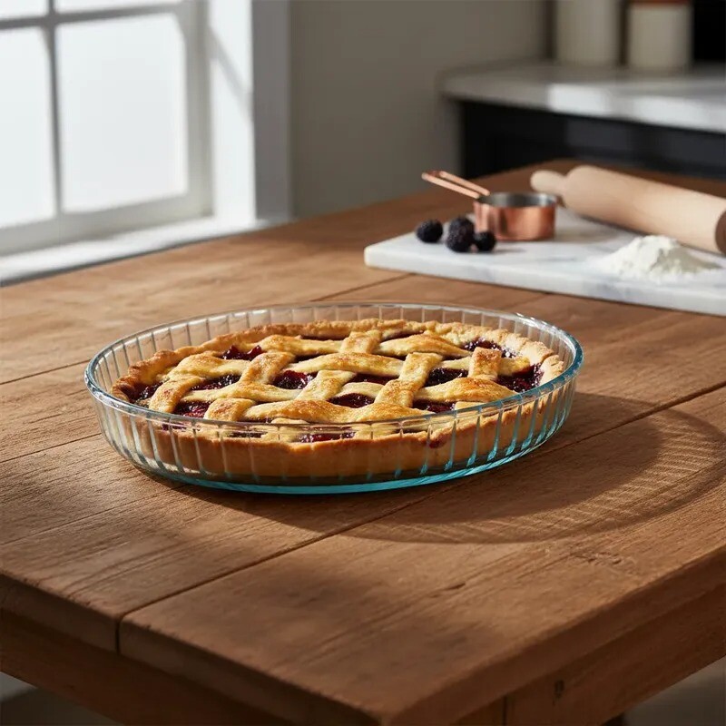 Fuente redonda de vidrio 27cms - Apta para Horno - X-HP1300 Fuente redonda de vidrio 27cms - Apta para Horno - X-HP1300