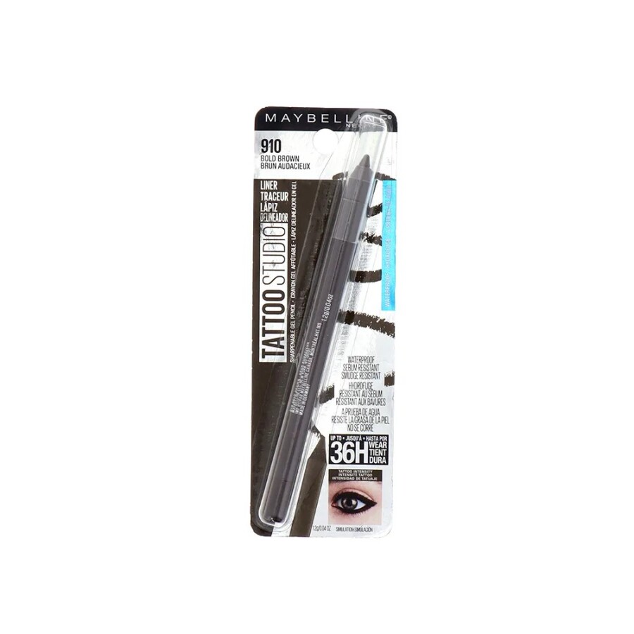 Delineador en Gel Waterproof Bold Brown 910 Tattoo Studio - Maybelline Delineador en Gel Waterproof Bold Brown 910 Tattoo Studio - Maybelline