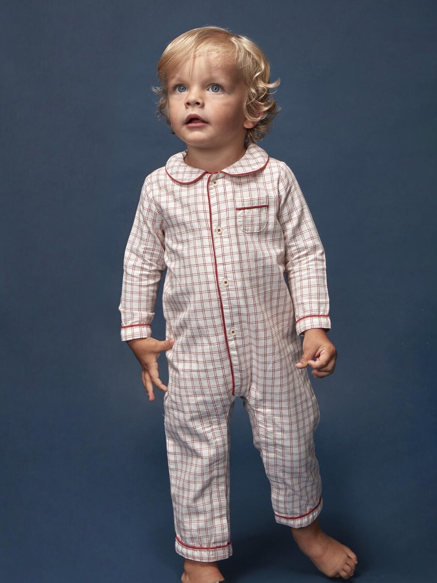 Pijama De Cuadros Blanco Roto