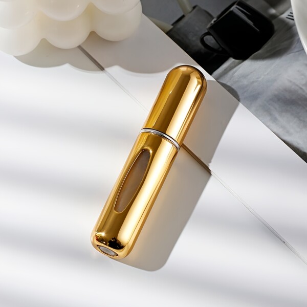 Mini Botella Atomizadora Perfume Portátil Recargable Color Variante Amarillo Metalico