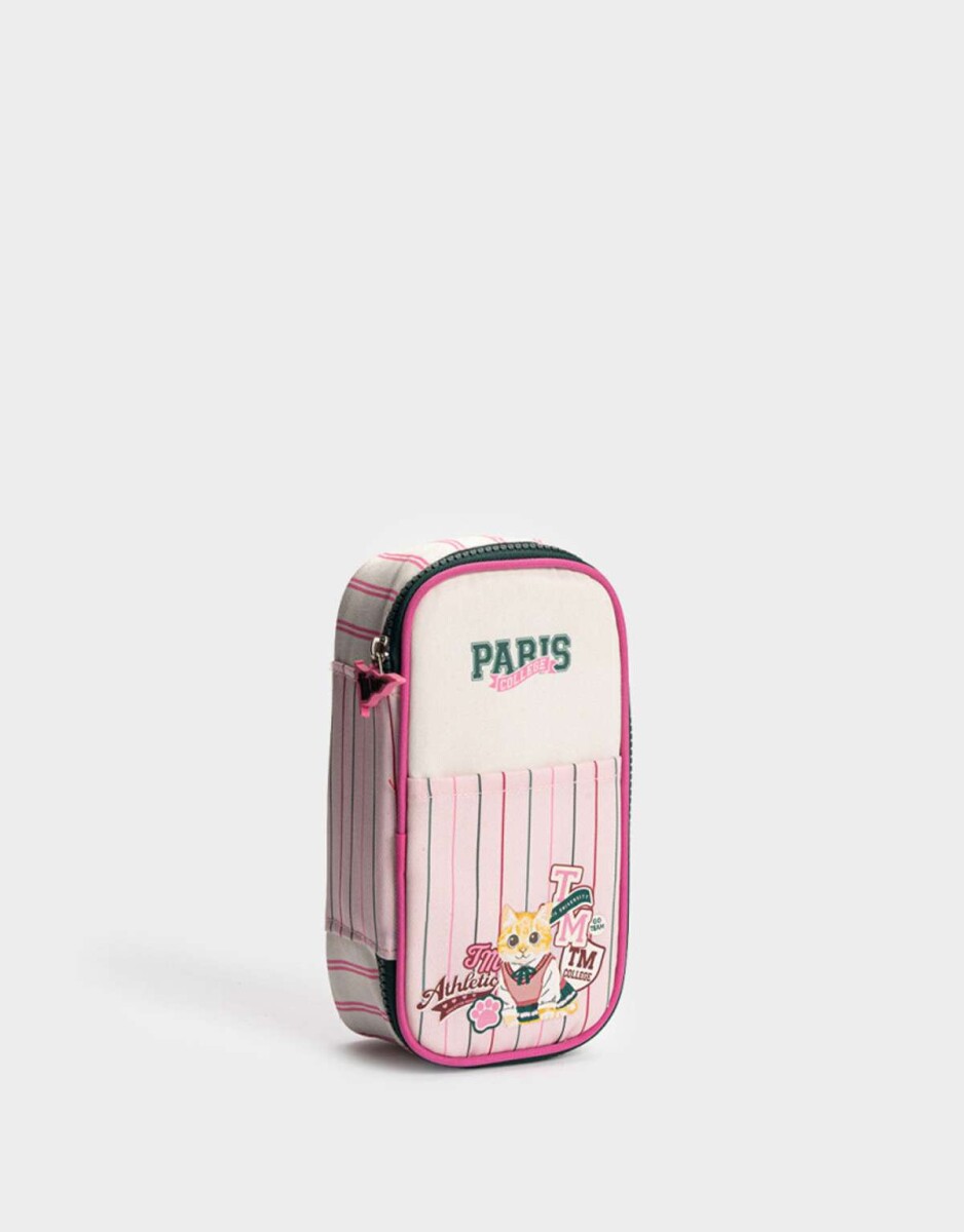 Cartuchera De Canva Estampado Con Bolsillo Y Divisiones - Combinacion Multicolor 