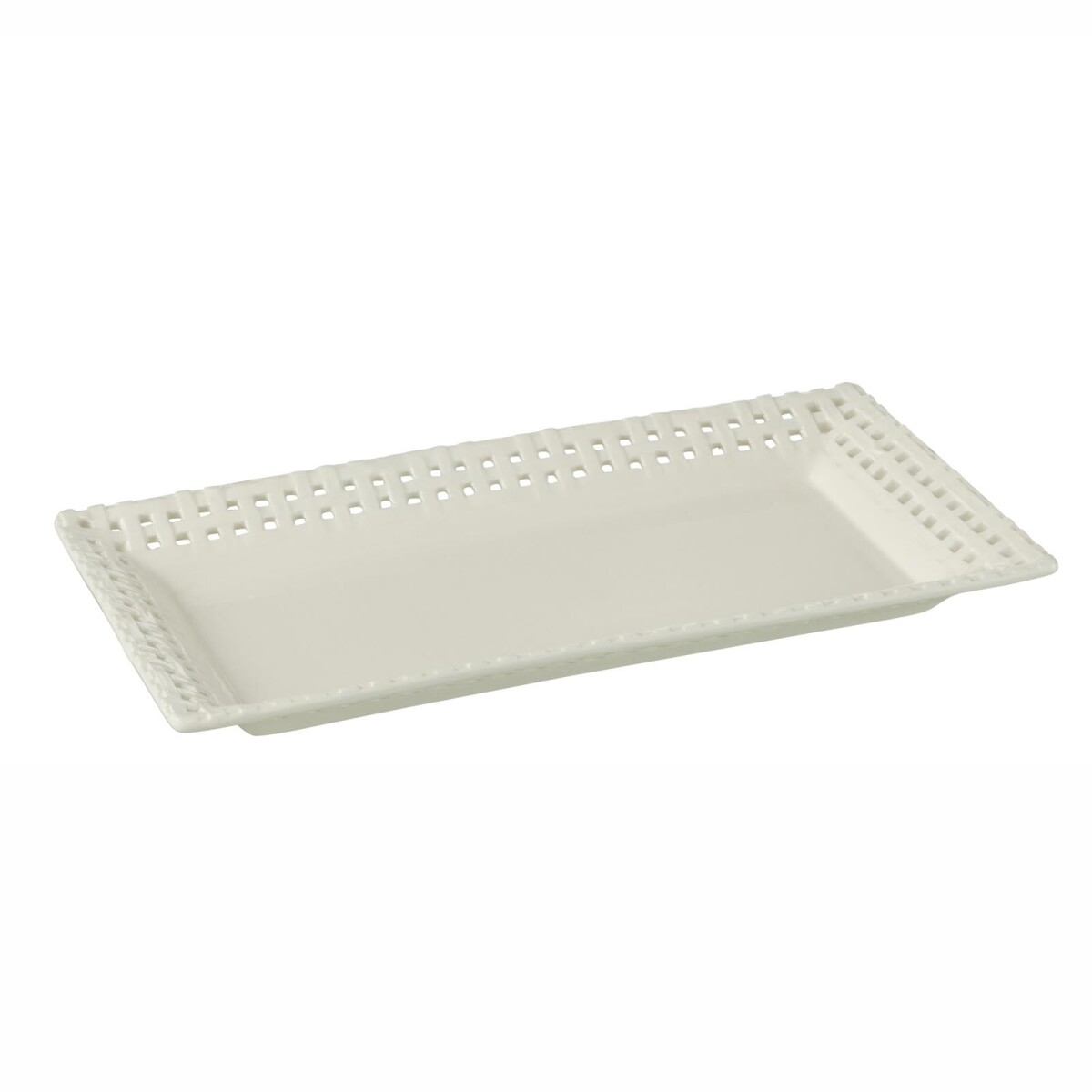 BANDEJA/PLATO RECTANGULAR - CERAMICA BLANCO SUZIE 