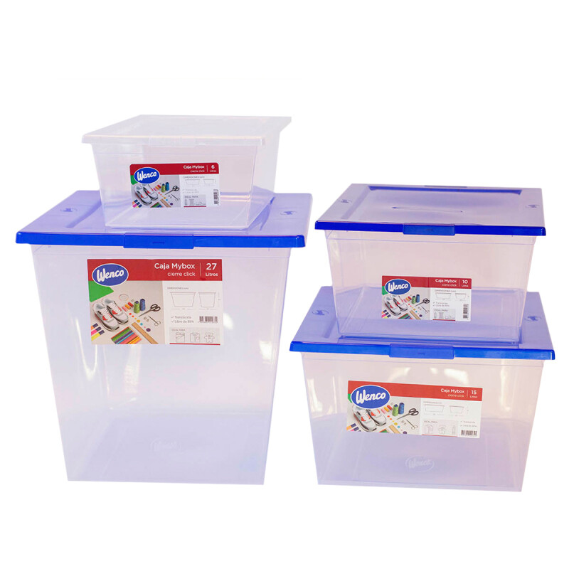 Set x3 Caja organizadora 10 lts Mybox TRANSPARENTE