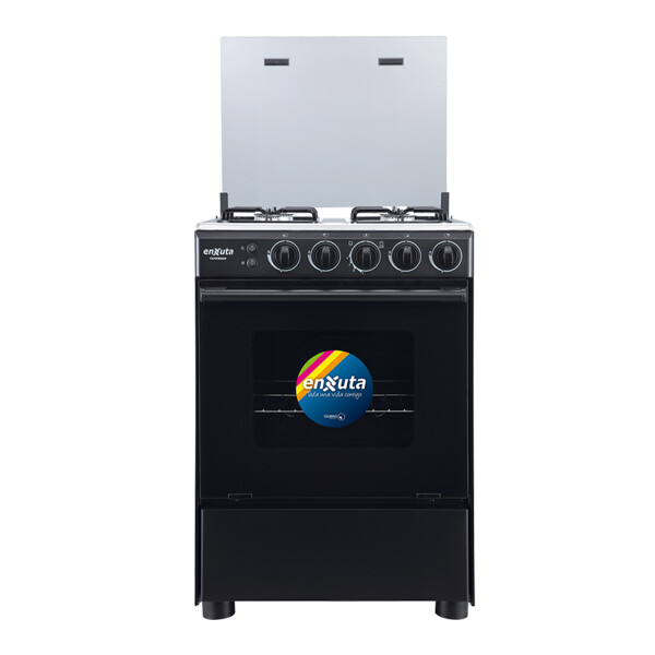 Cocina A Gas Enxuta 4 Hornallas Con Grill Cenx9604i NEGRA