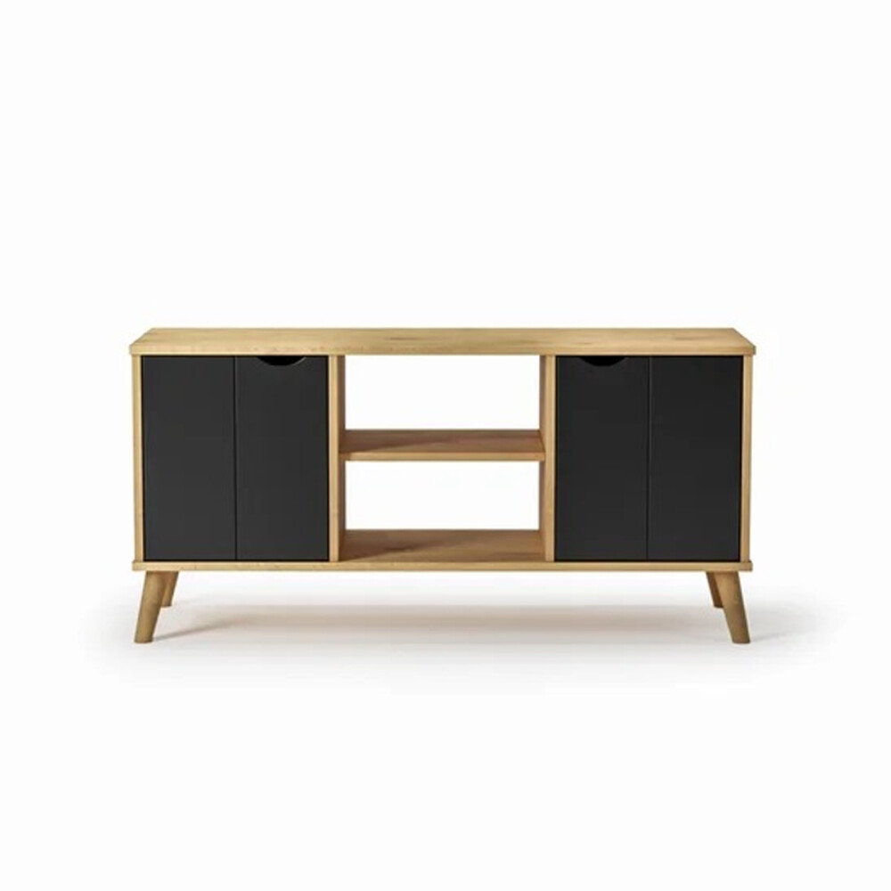 RACK APARADOR PARA TV O AUDIO 2 PUERTAS EN MADERA MACIZA MADERA-PRETO