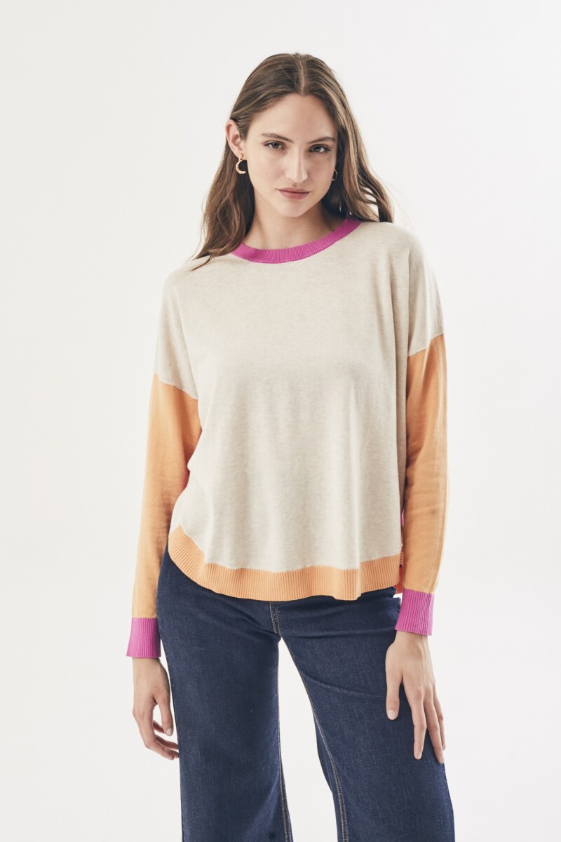 Sweater Color Block - Fucsia 