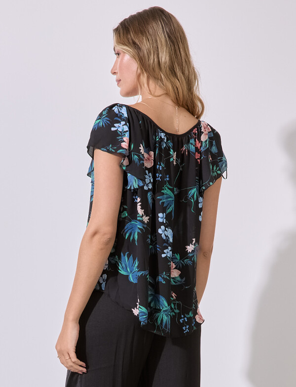 Blusa Flowers NEGRO/MULTI