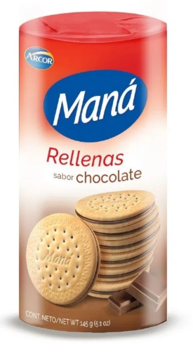 GALLETA RELLENA CHOCOLATE MANA 165 GRS 