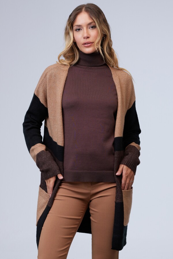 Cardigan Colorblock MULTI/TOSTADO