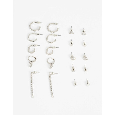 Aros Sets Metal Plateado Rodio