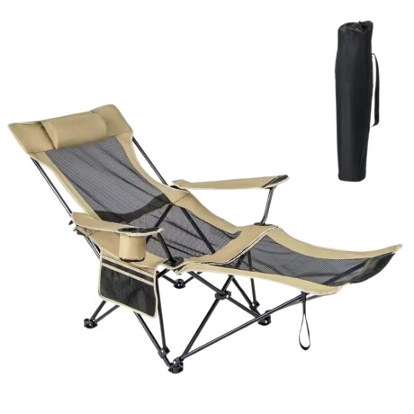 Silla plegable con reposapies Desert Fox Beige