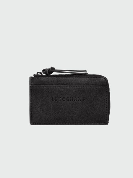 Longchamp - Tarjetero de cuero, 3D Negro