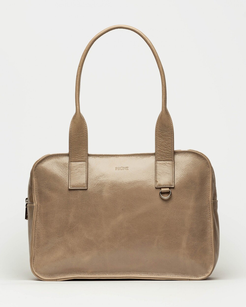 Bolso Capri en cuero arrugado Taupe