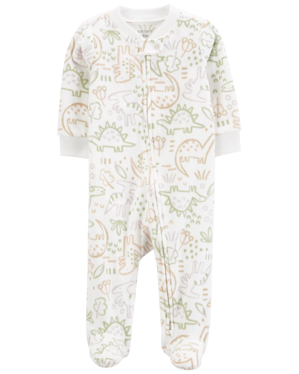 Pijama una pieza de micropolar, con pie, diseño dinos 