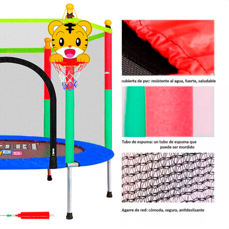 Cama Elástica Trampolín 1.40 + Cobertor + Red + Tablero Basket + Pelota + Inflador Cme001139