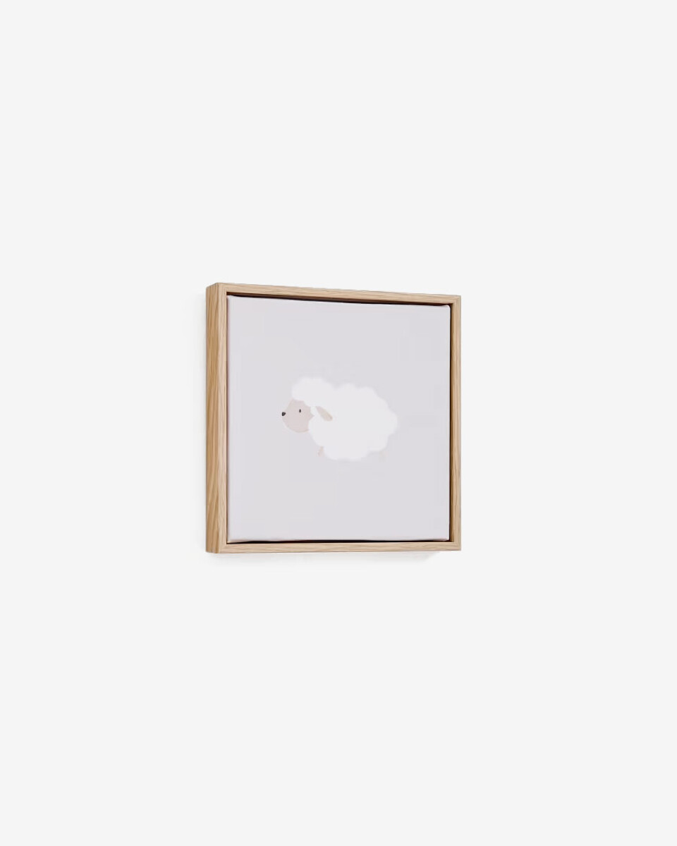 Cuadro Milu - de oveja gris y blanco 20 x 20 cm 