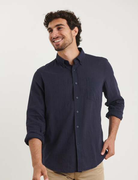 011665 CAMISA DE LINO HARRINGTON LABEL Azul