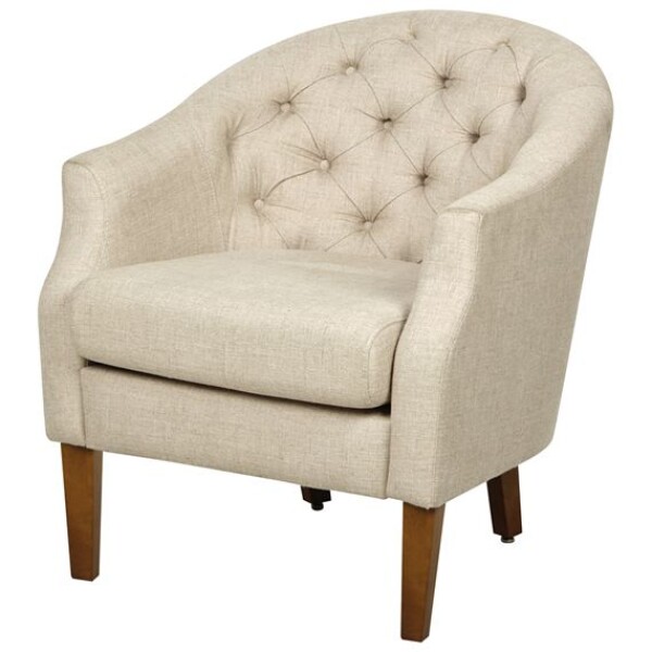 POLTRONA CAPITONEADA - PATA MADERA CLARA - TELA BEIGE POLTRONA CAPITONEADA - PATA MADERA CLARA - TELA BEIGE