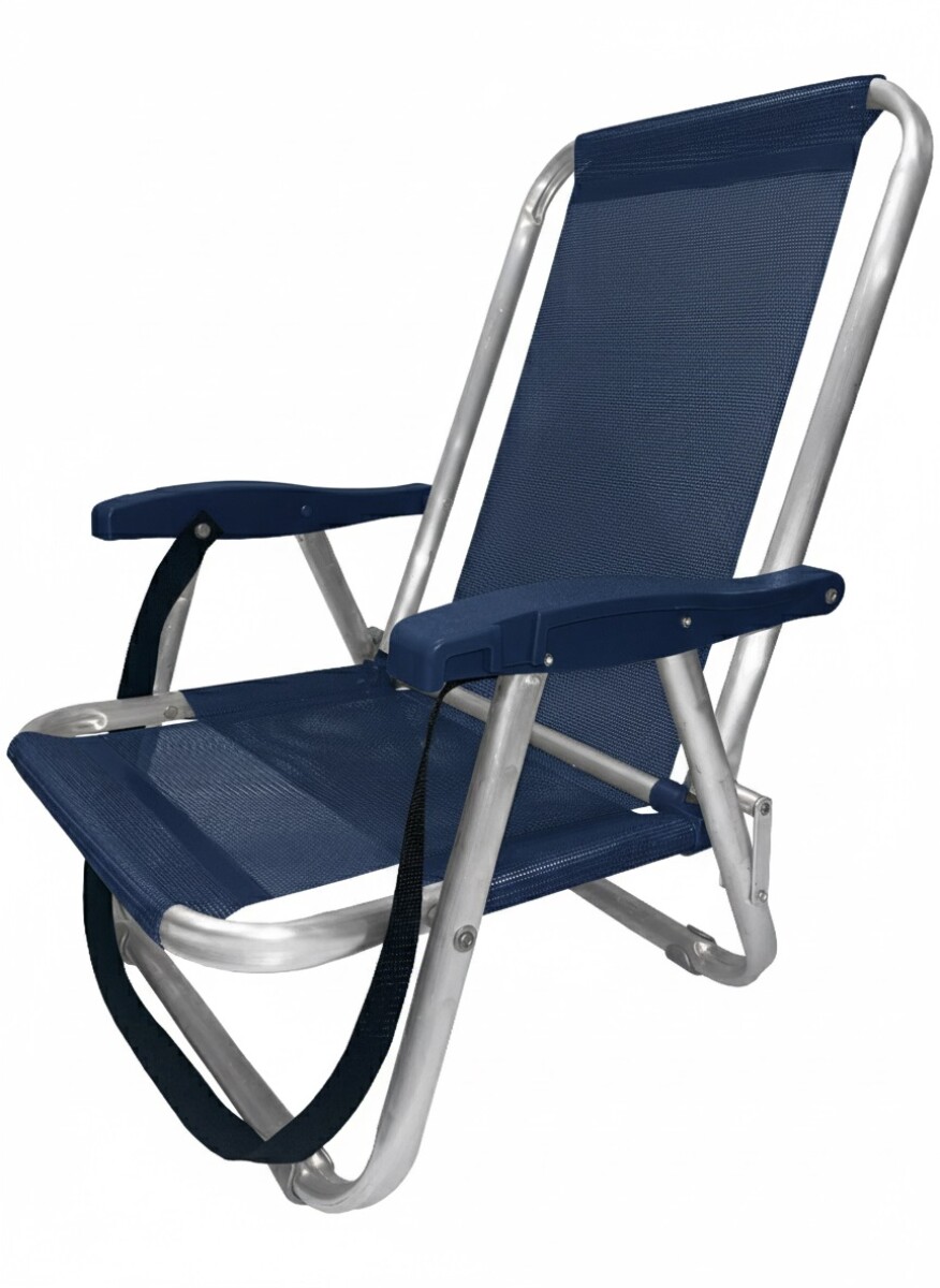Silla Baja Playa, Pesca Buzios C/correa En Aluminio Apta 120kg - AZUL 