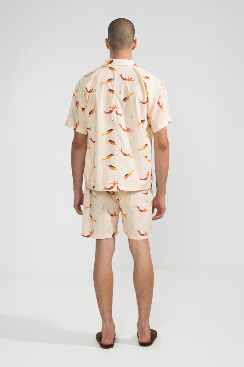 CONVERTIBLE CAMP-COLLAR SHIRT Mermaid Cream
