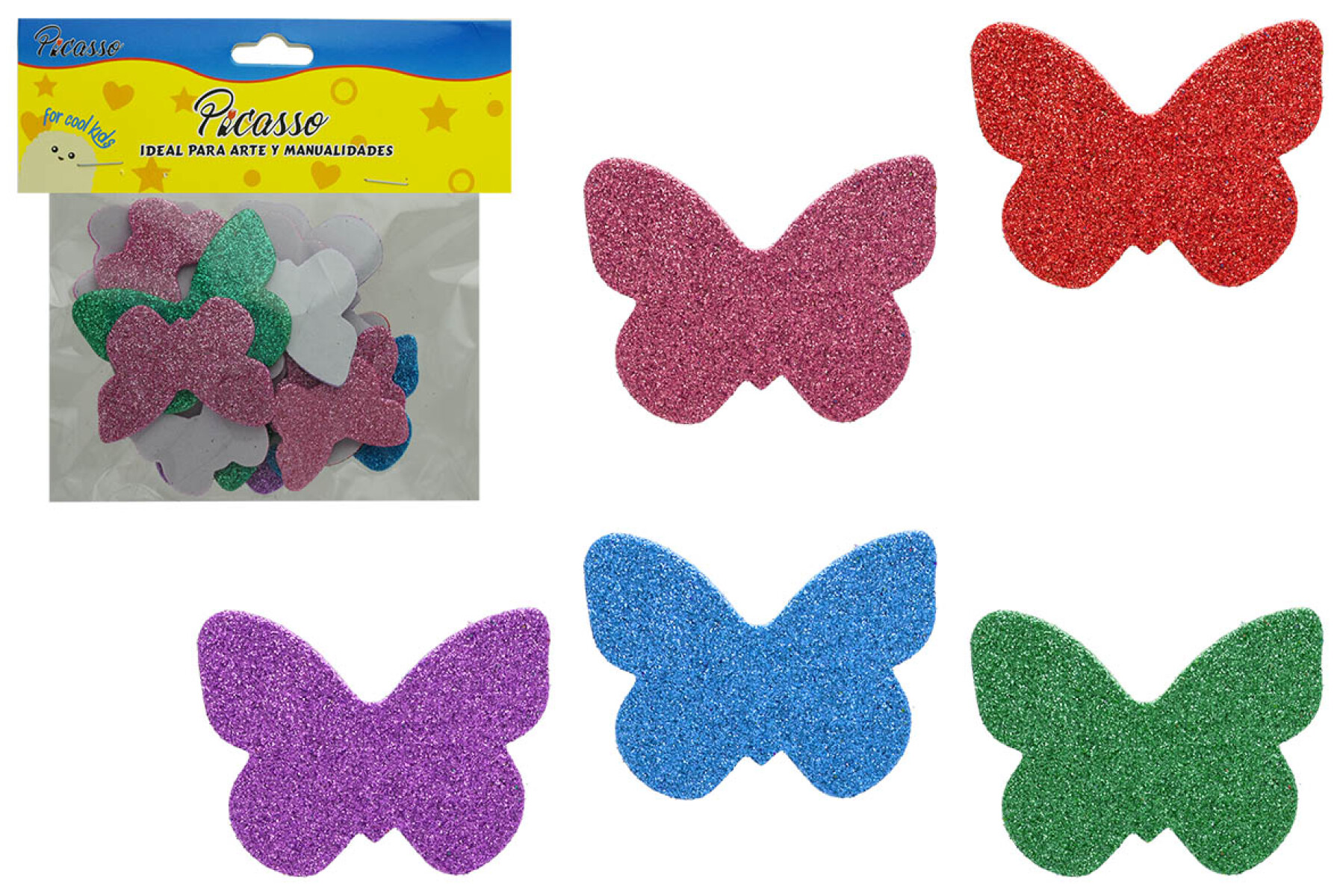 Sticker goma eva con glitter 