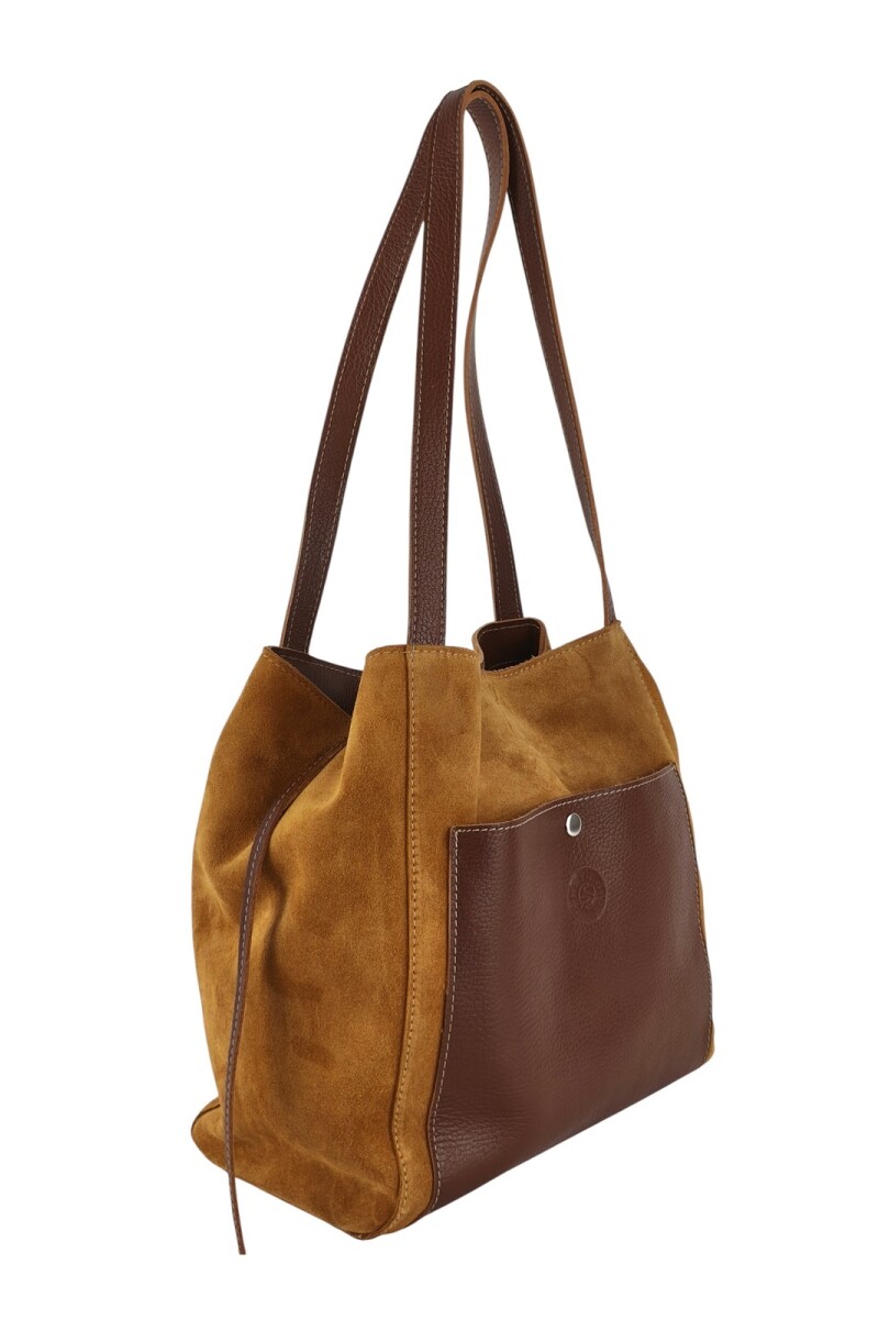 Bolso de cuero gamuza Tostado