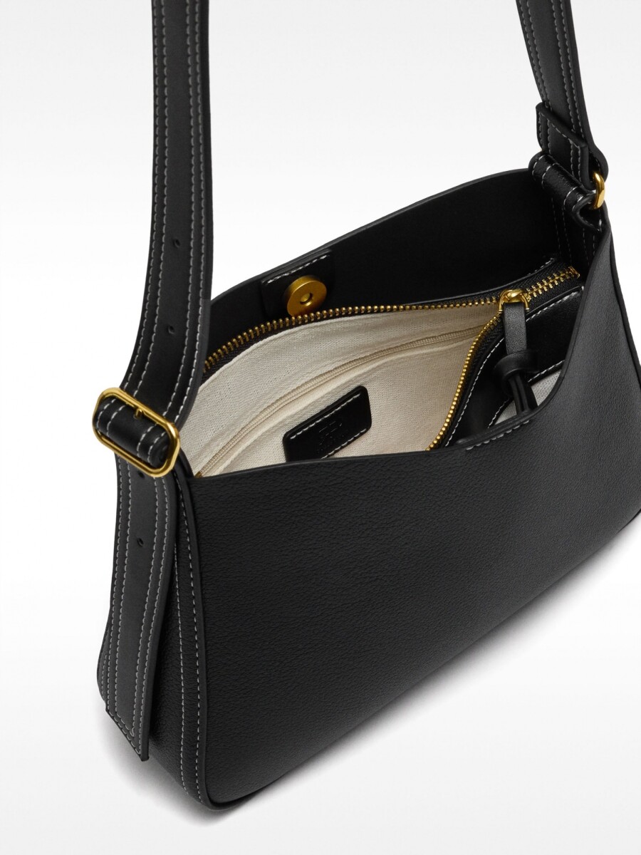 Bolso Bandolera Con Textura negro