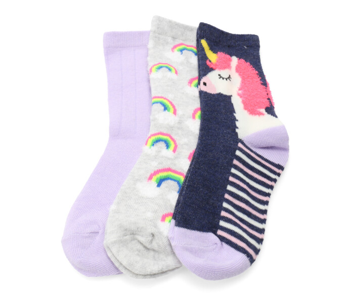 Medias de Niña MINI Miss Carol Media Rainbow pack X3 Gris / Lila / Azul