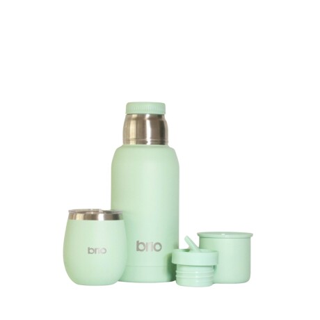 Set De Termo 750 Ml Y Mate Con Tapa brio Acero Inox Menta