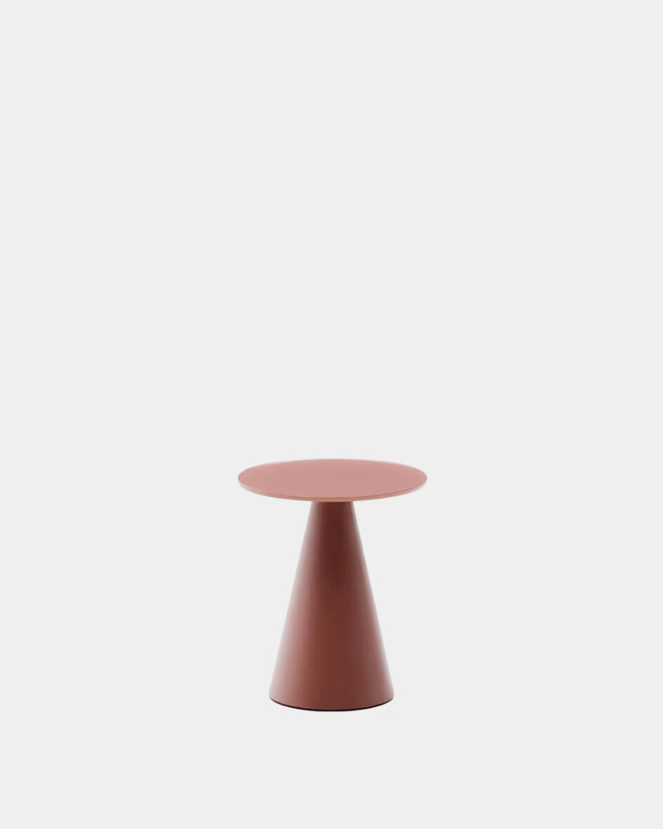 Mesa auxiliar Wilshire vidrio templado glaseado y acero acabado pintado terracota mate Ø35cm 