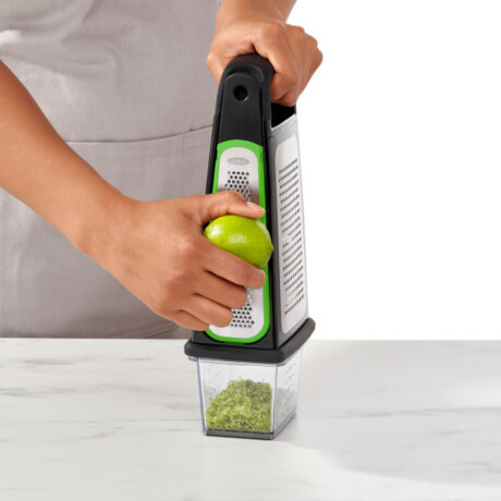Rallador OXO con recipiente y Zester Extraible Acero Inoxidable