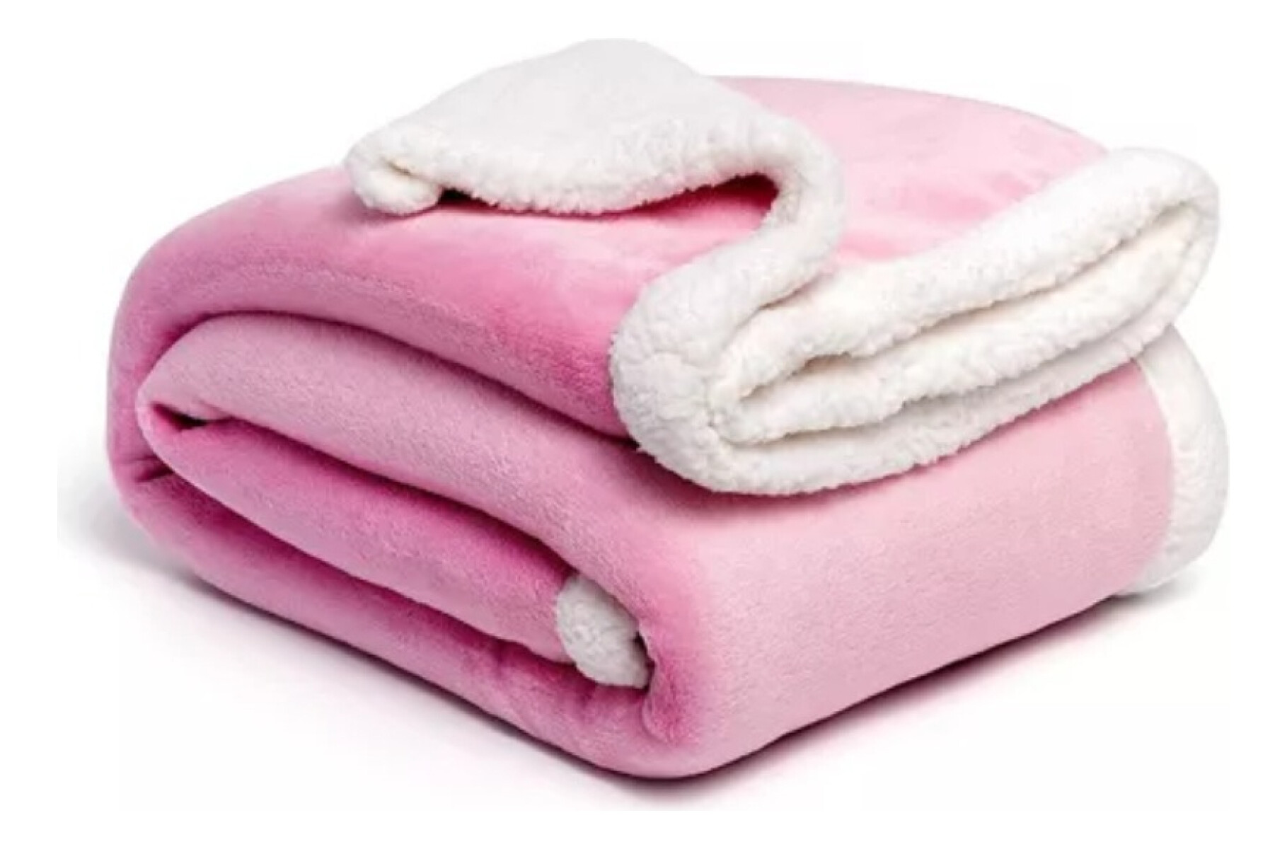 Frazada Manta Polar Termica Con Corderito 2 Plazas 200x230cm - Rosa 