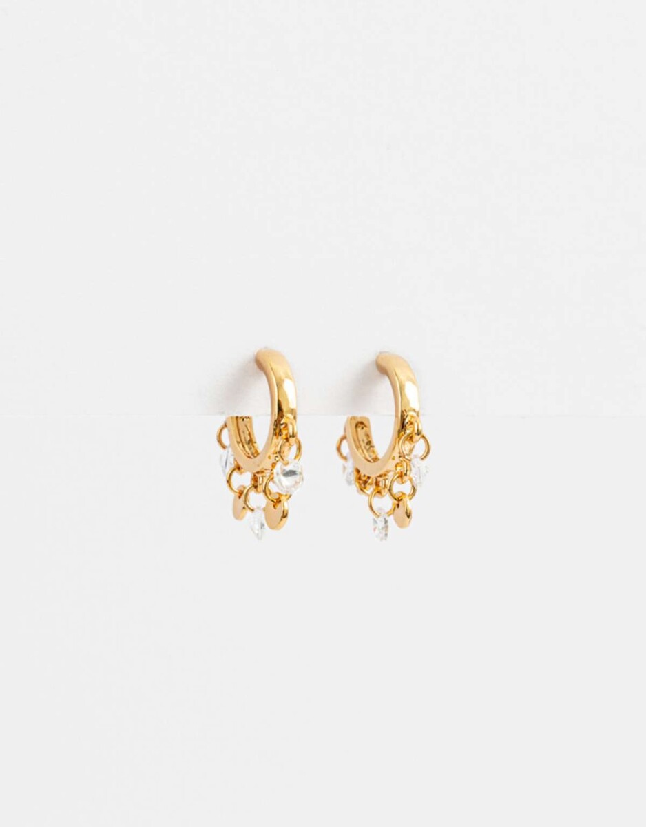 Argollas Con Cubic Zirconia - Dorado 