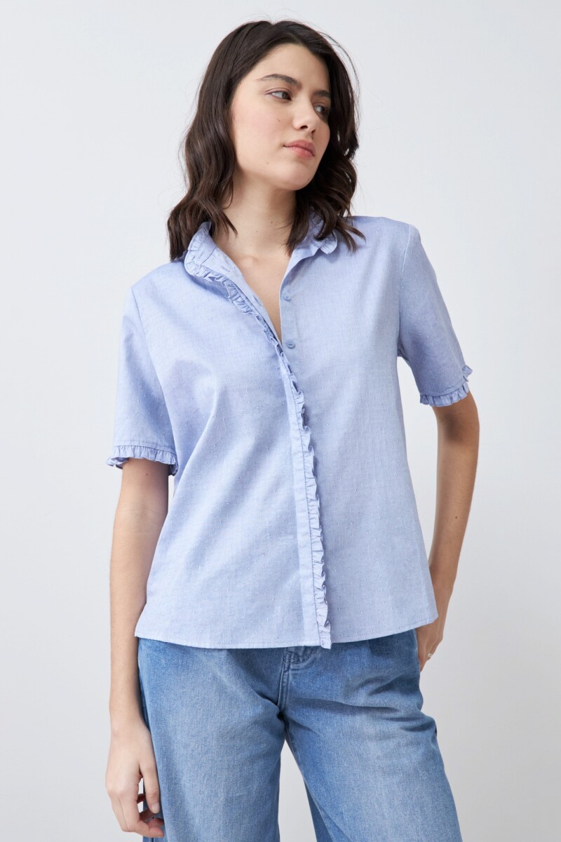 Camisa fantasía manga corta azul