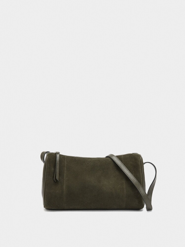 Bolso Bandolera Con Detalles De Piel caqui